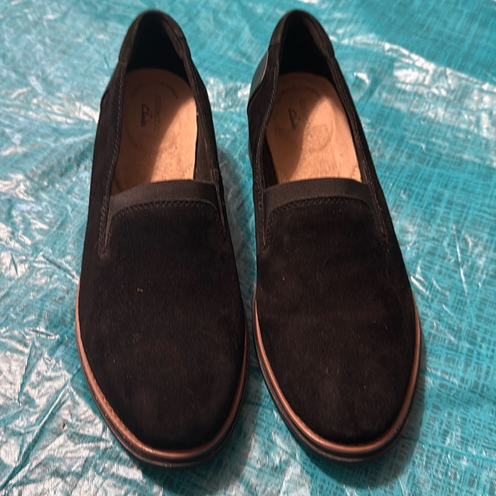 Clarks Black Suede Women's Loafers